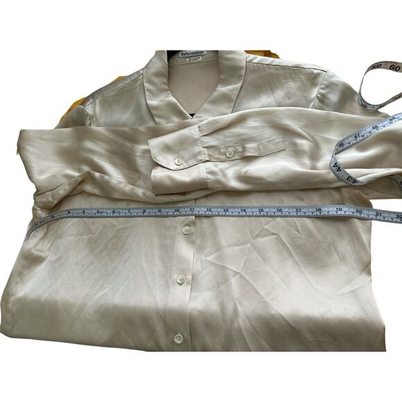 Reformation Sky Silk Buttondown Top Medium Ivory Long Sleeve Classic Preppy - Picture 4 of 5